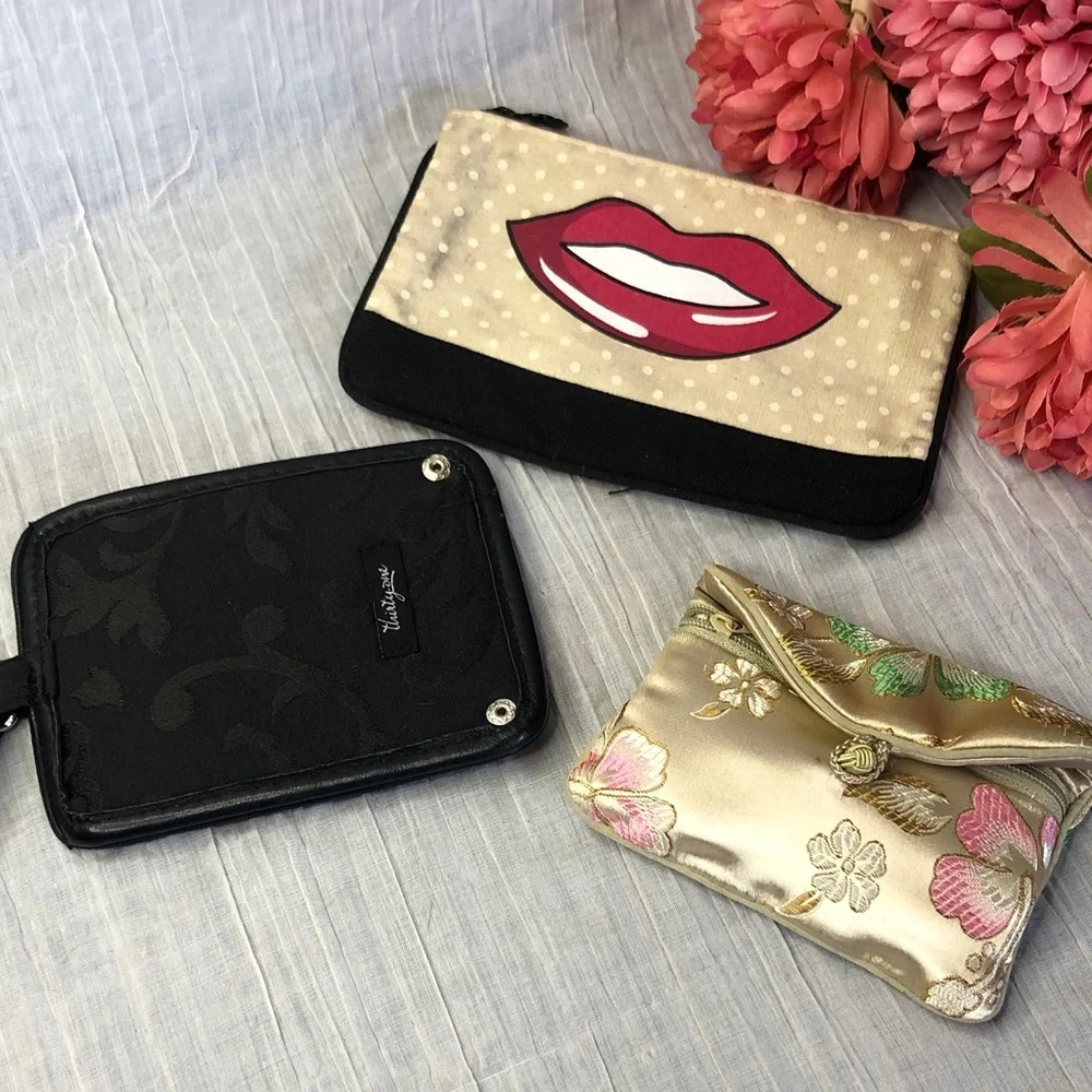 THIRTY ONE, IPSY, HONORA lot of 3  luggage tag, satin pill holder, makeup bag
